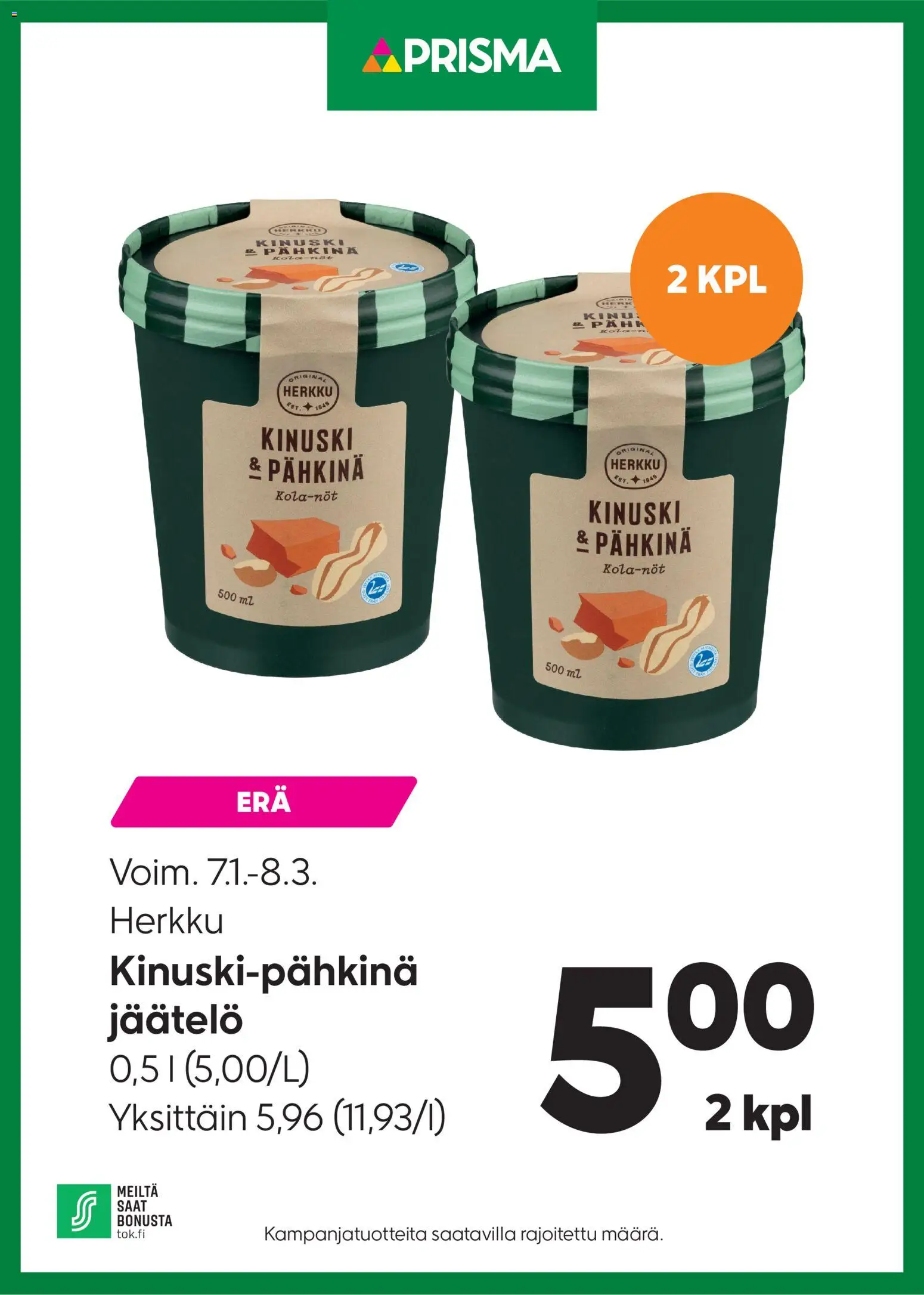 Prisma tarjoukset Herkku jäätelö - sivu 1- voimassa alkaen 07/01/2026