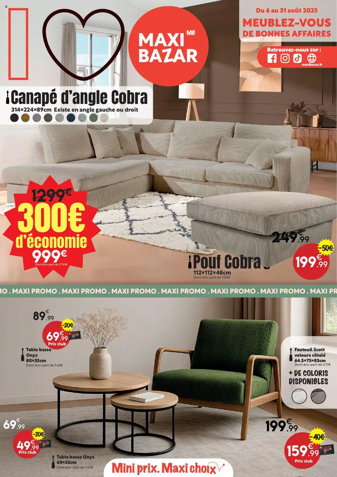 Maxi Bazar catalogue mobilier - page 1 - valable à partir du 06/08/2025