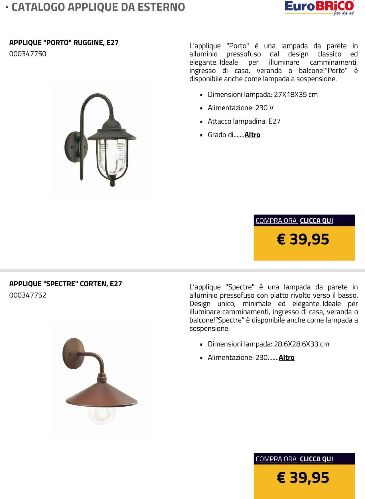Eurobrico Applique da Esterno catalogo - pagina 4 - valido dal 23/07/2025