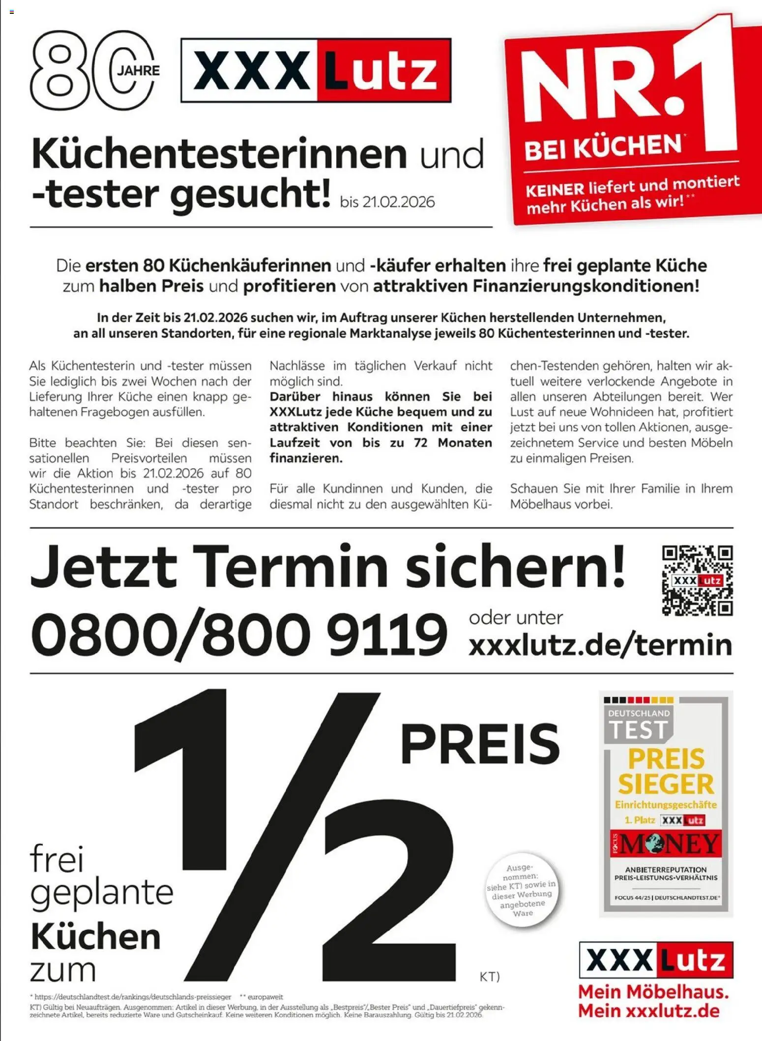 XXXL Lutz - Küchentesterinnen und -tester gesucht - Seite 1 - gültig ab 01.02.2026