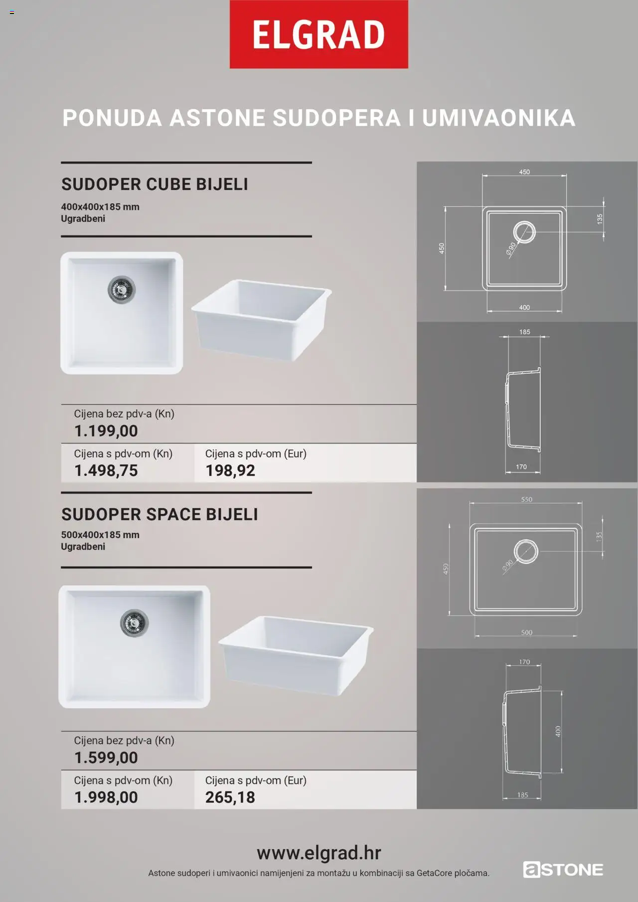 Elgrad - Ponuda ASTONE sudopera i umivaonika - stranica 1- važeći od 06.10.2025