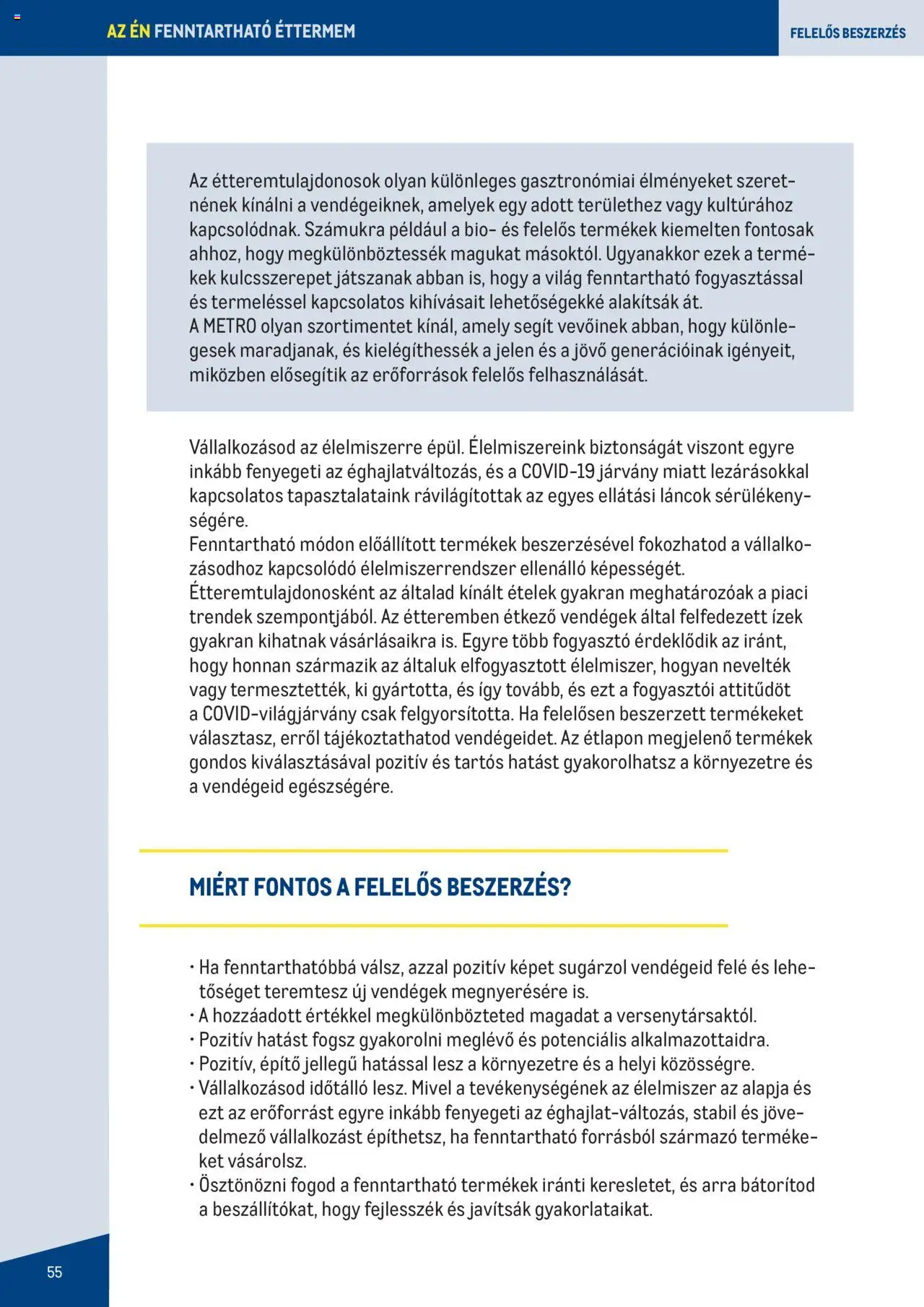 Metro - Fenntartható Gasztronómia booklet - 55oldal - érvényes 2023.06.07.-tól