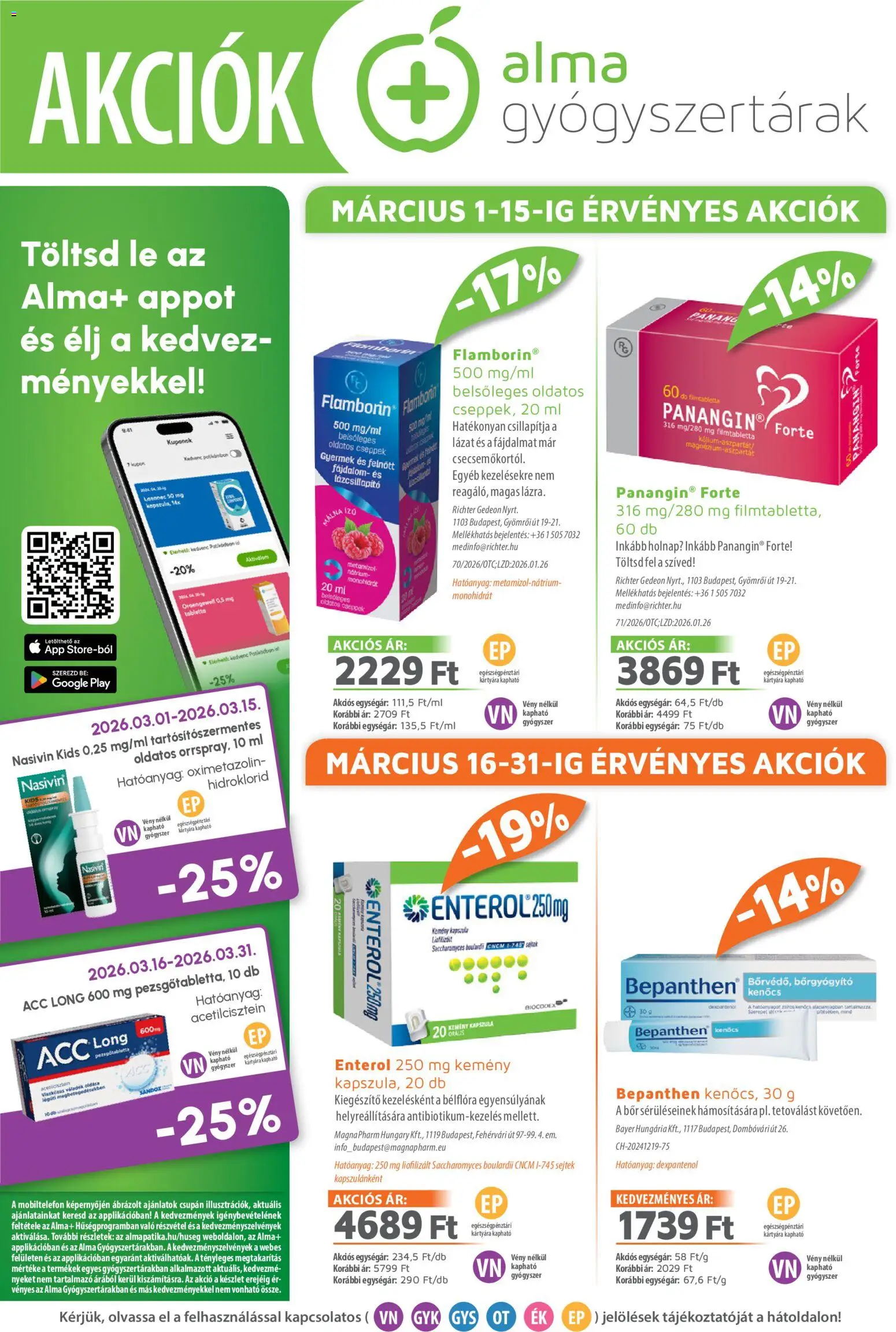 Alma Gyógyszertárak akciós újság - 1oldal - érvényes 2026.03.01.-tól