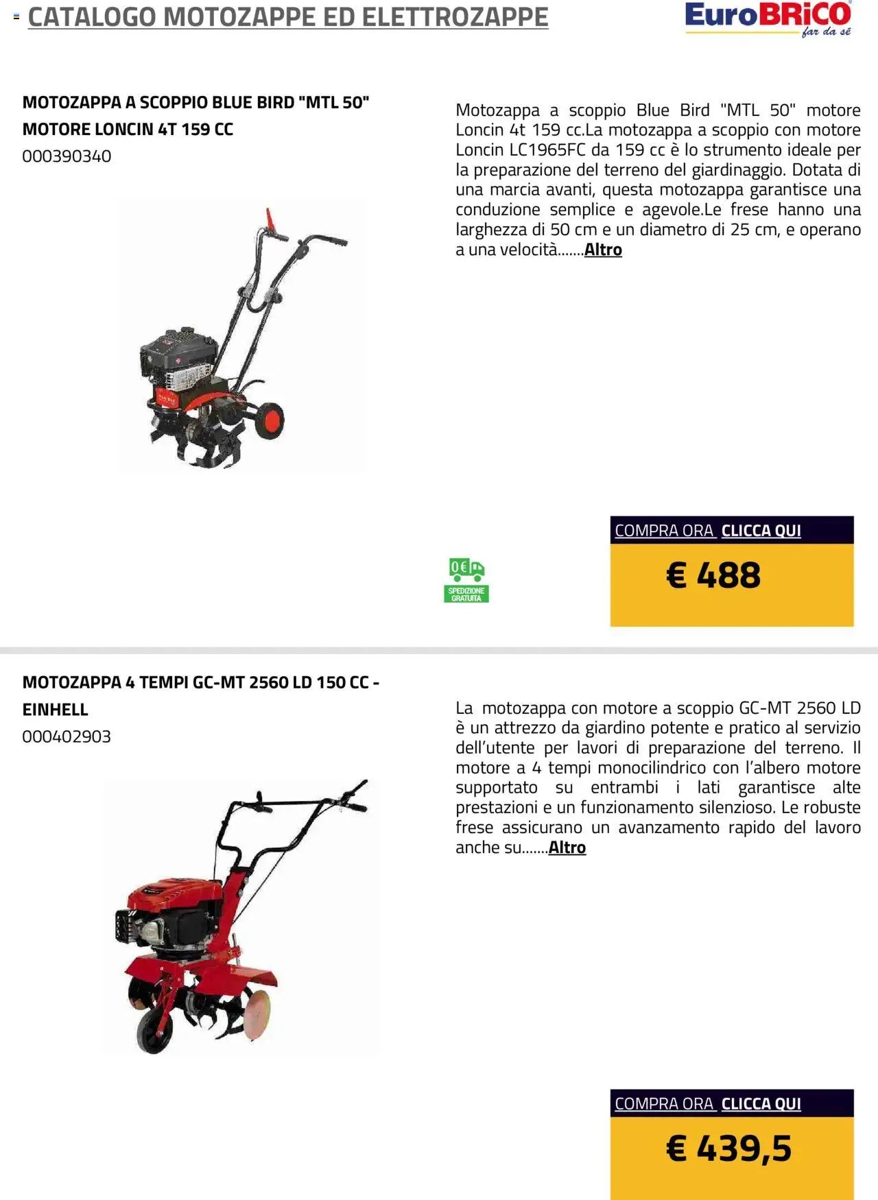 Eurobrico Motozappe ed Elettrozappe catalogo - pagina 4 - valido dal 23/07/2025
