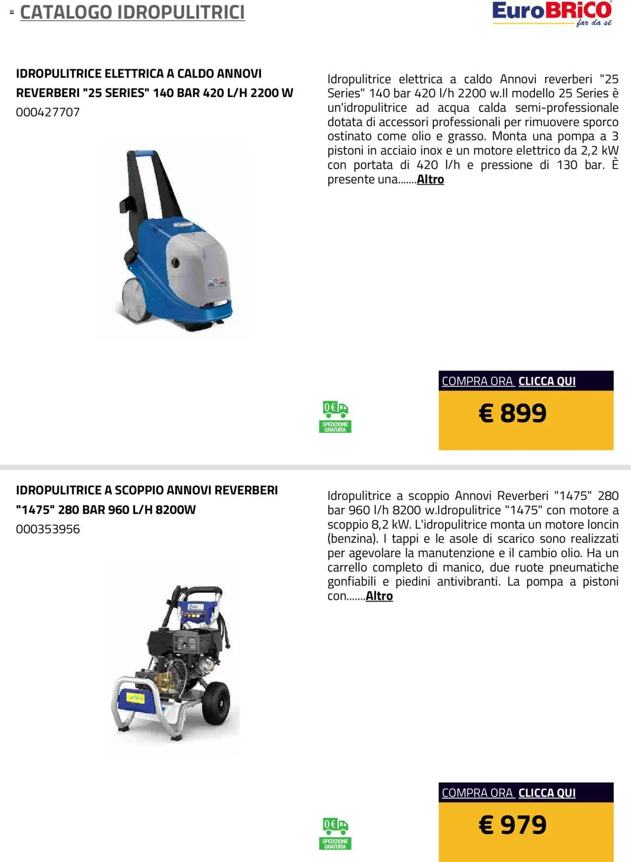 Eurobrico Idropulitrici catalogo - pagina 3 - valido dal 23/07/2025