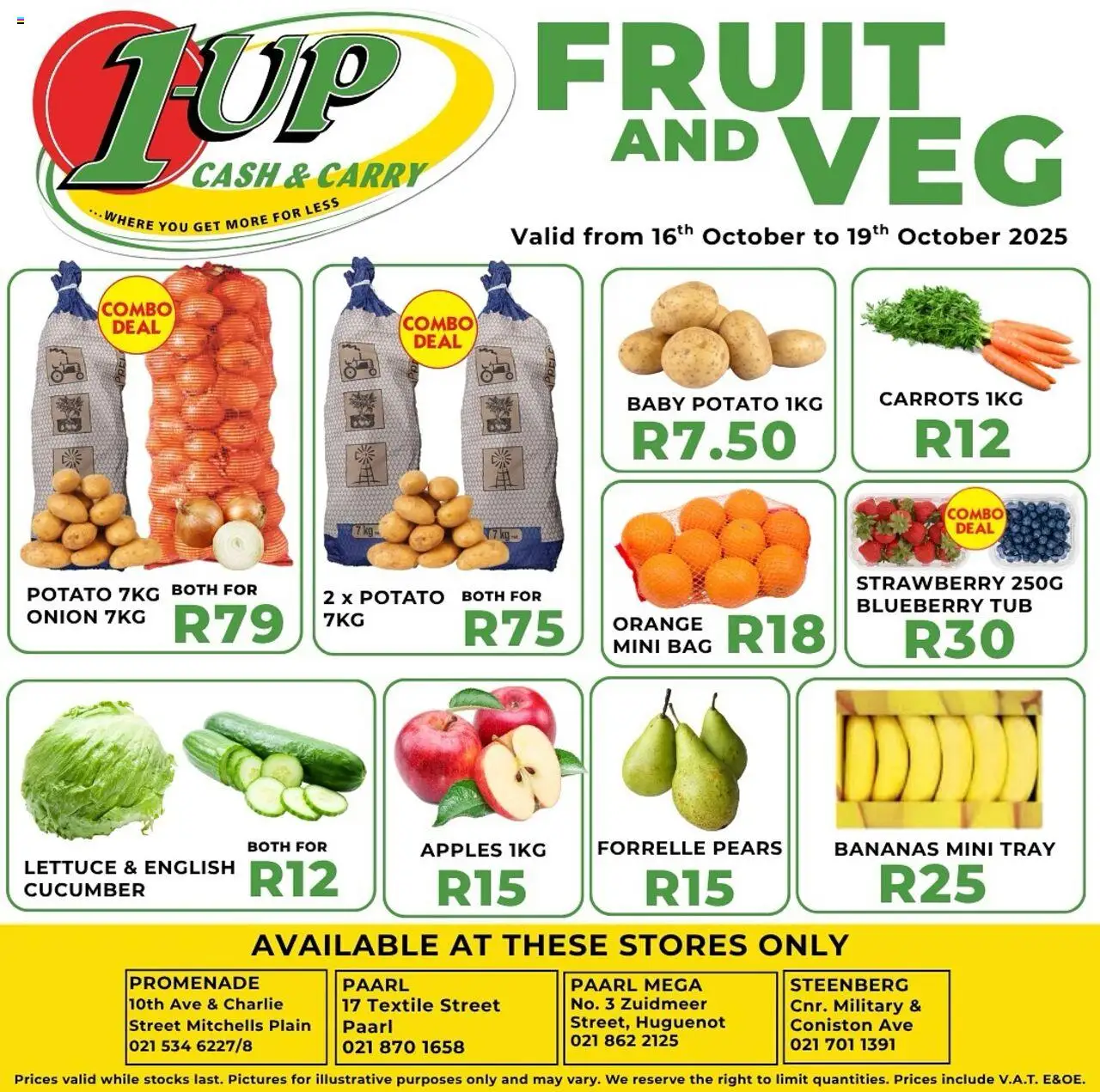 1UP Cash & Carry Fruit & Veg Specials - page 1- valid from 16/10/2025