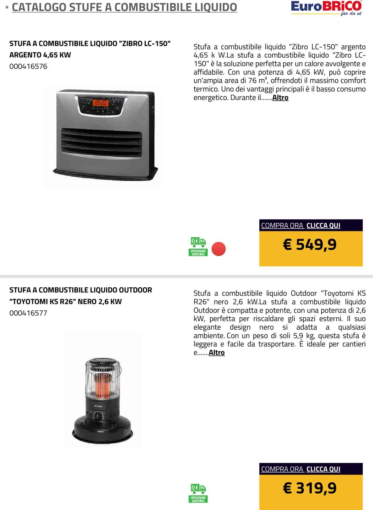 Eurobrico Stufe a Combustibile Liquido catalogo - pagina 11 - valido dal 23/07/2025