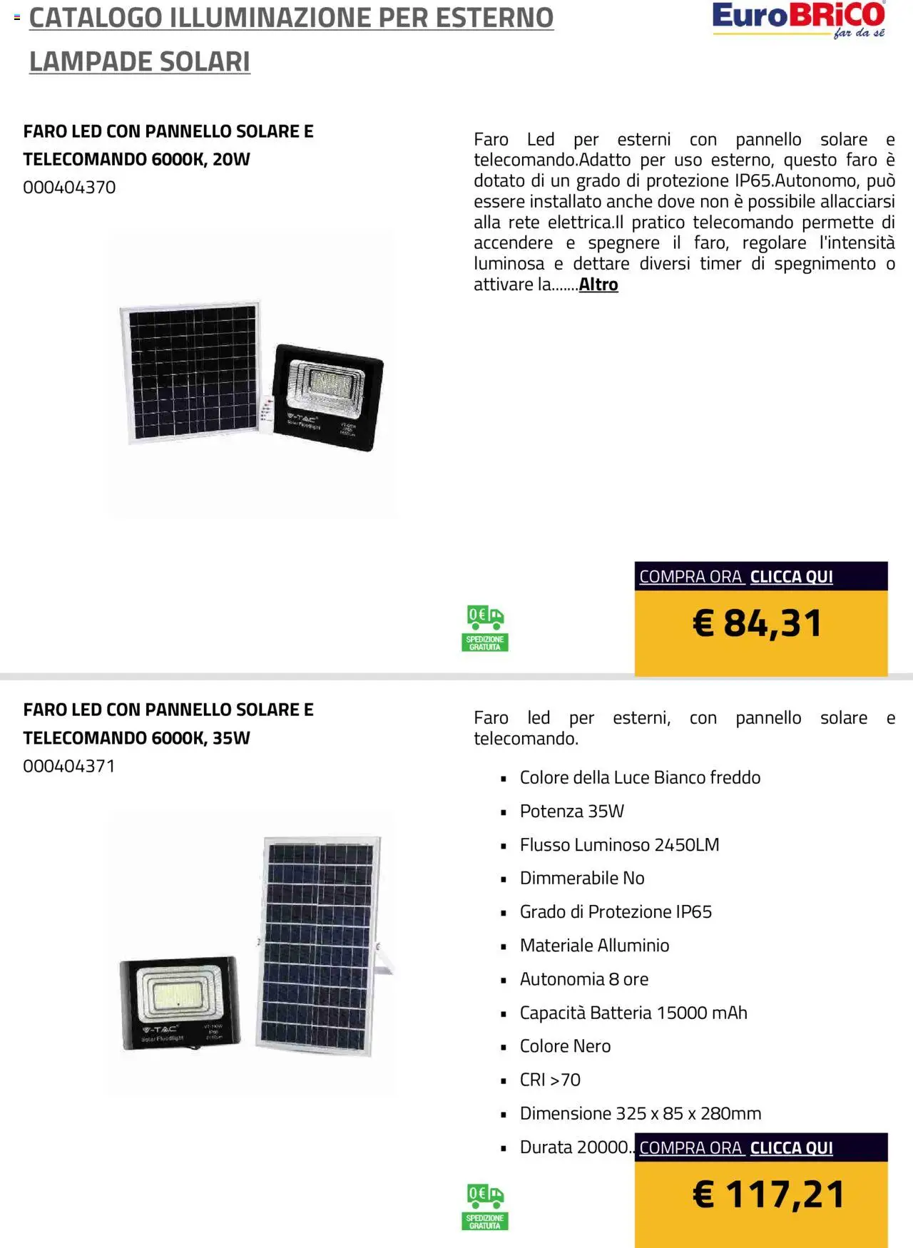 Eurobrico Illuminazione da esterno Lampade Solari catalogo - pagina 14 - valido dal 23/07/2025