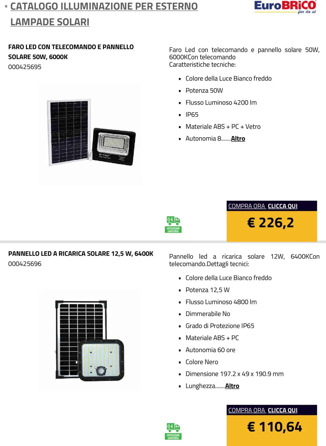 Eurobrico Illuminazione da esterno Lampade Solari catalogo - pagina 37 - valido dal 23/07/2025
