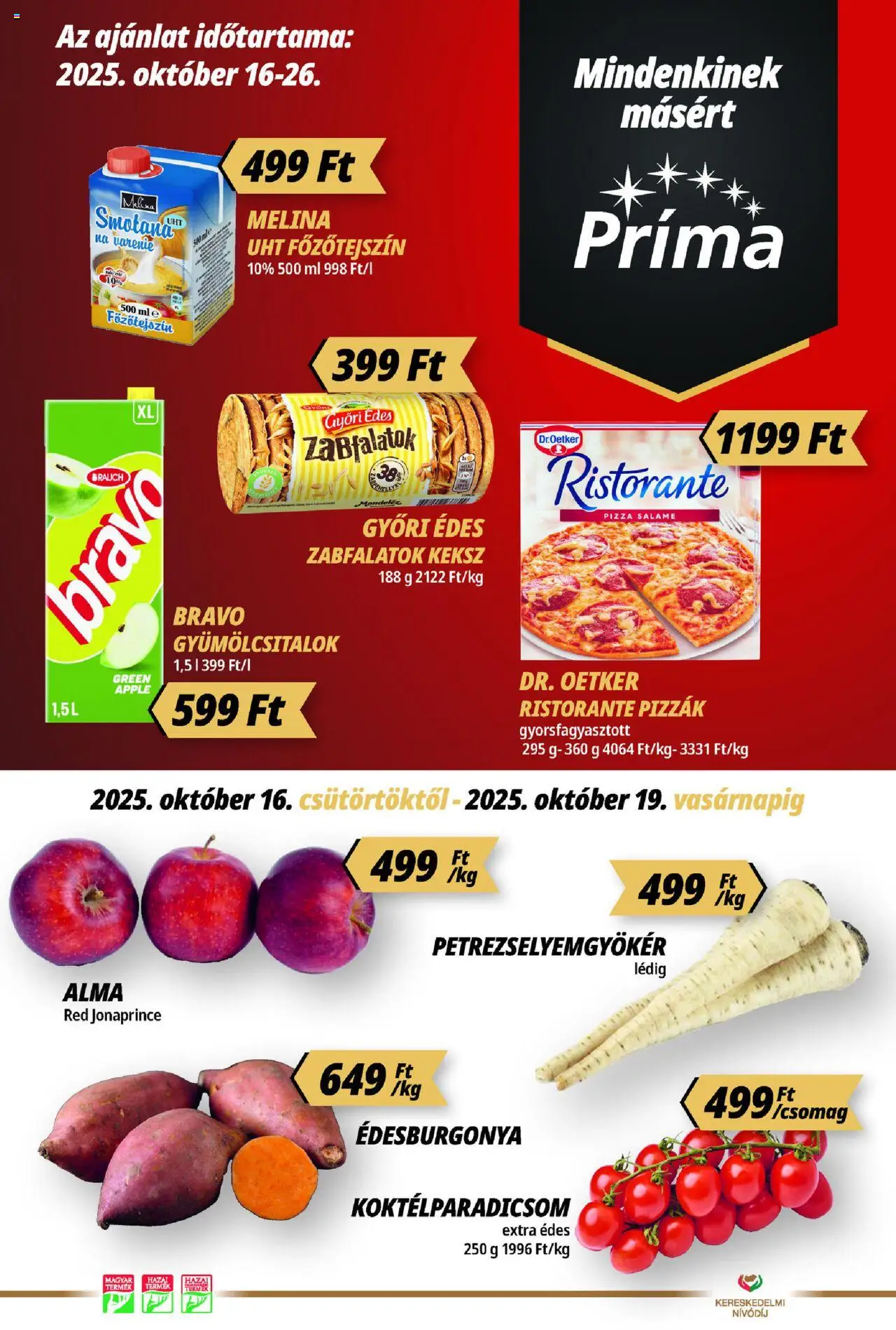 CBA Príma Akciós újság - 1oldal - érvényes 2025.10.16.-tól