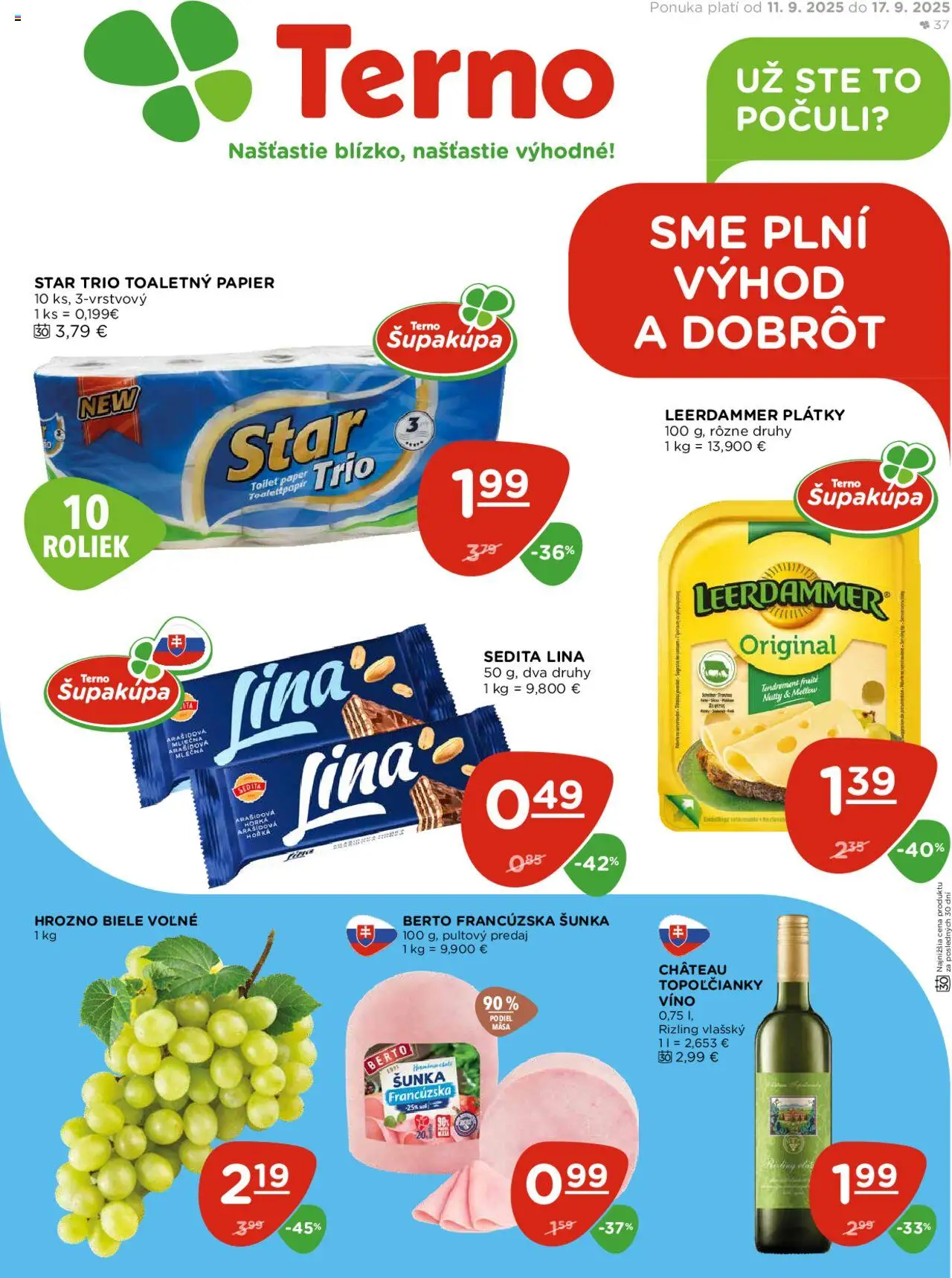 Terno leták - strana 1- platný od 11.09.2025