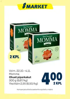 Esikatselu S-market tarjoukset Momma piparit voimassa alkaen 22/10/2025
