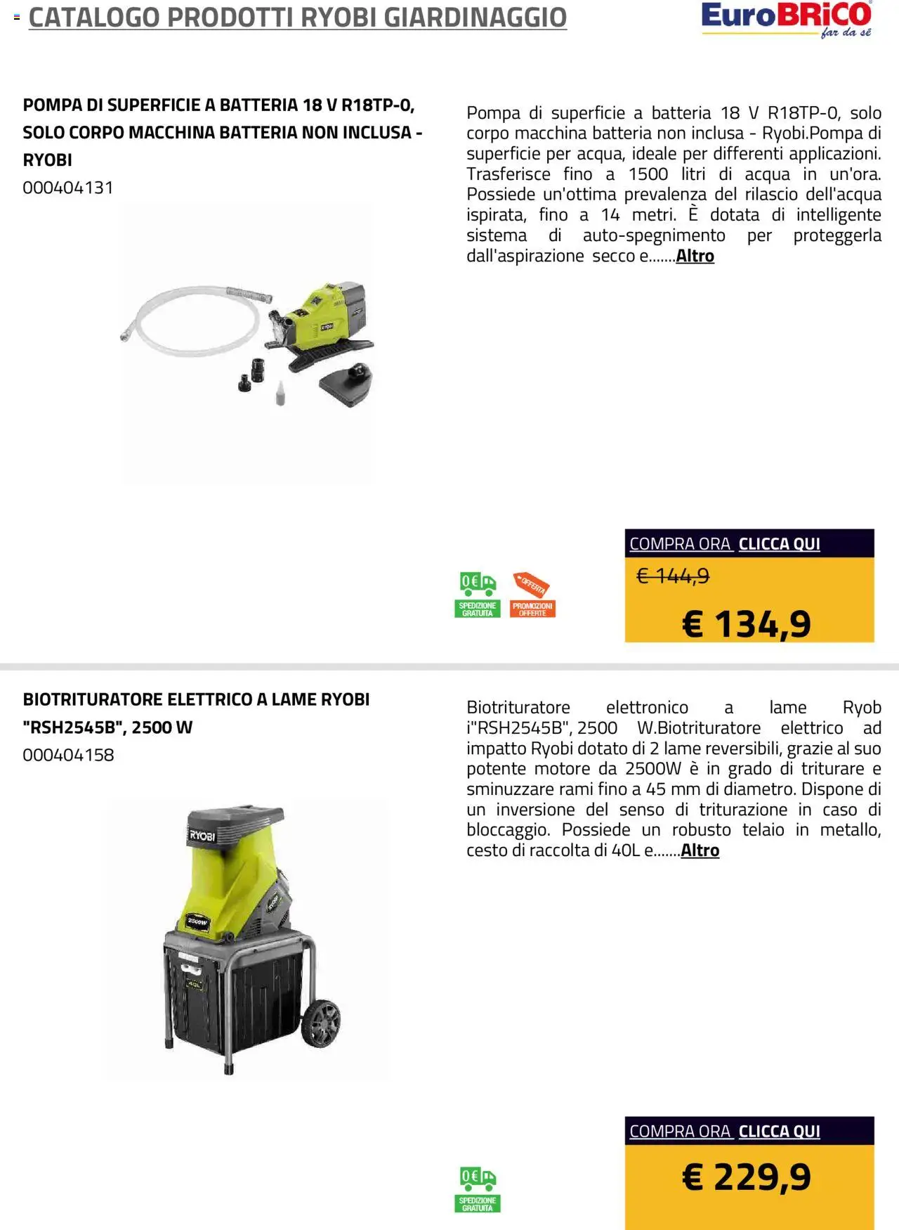 Eurobrico Prodotti Ryobi Giardinaggio catalogo - pagina 45 - valido dal 23/07/2025
