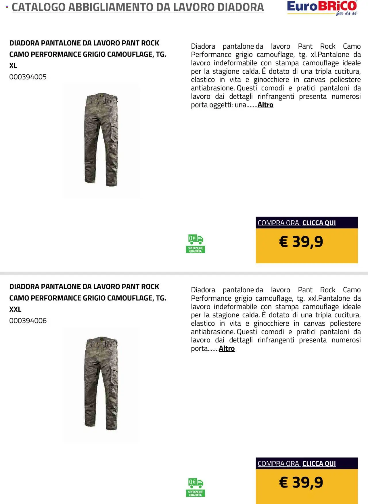 Eurobrico Abbigliamento da Lavoro Diadora catalogo - pagina 22 - valido dal 23/07/2025