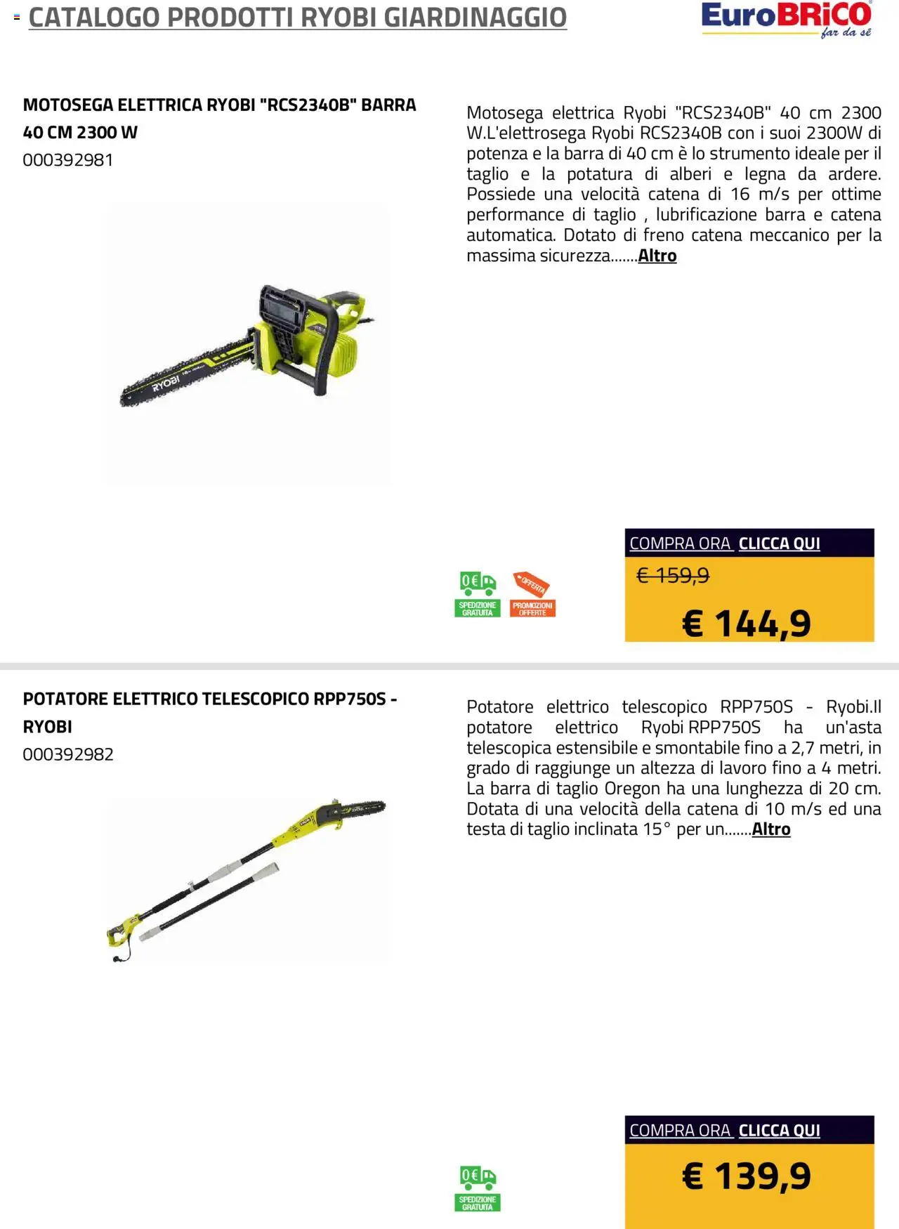 Eurobrico Prodotti Ryobi Giardinaggio catalogo - pagina 15 - valido dal 23/07/2025