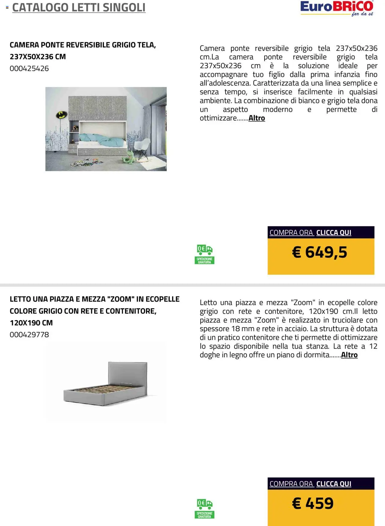 Eurobrico Letti Singoli catalogo - pagina 24 - valido dal 23/07/2025