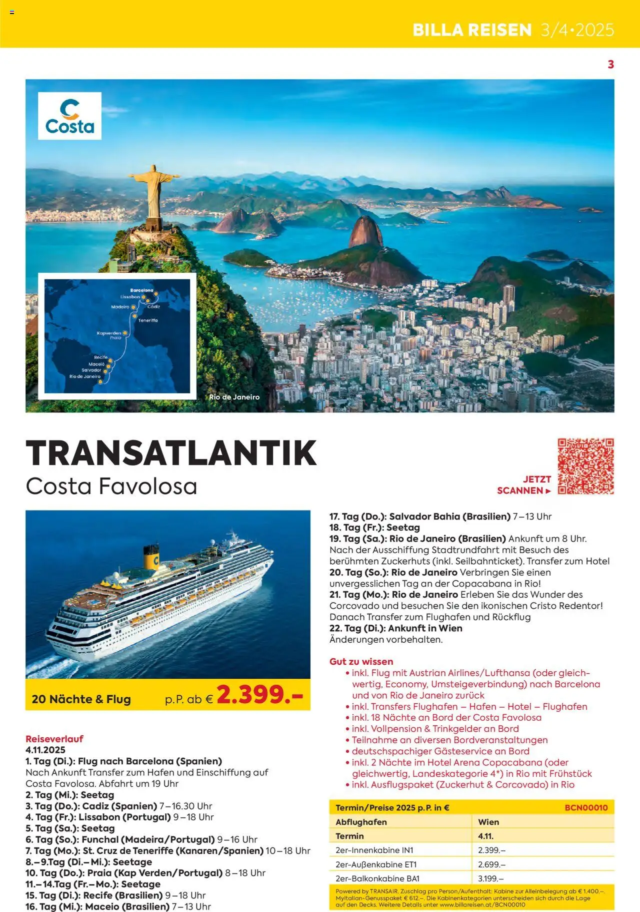 Billa Kreuzfahrten Rundreisen Erlebnisreisenb3/4 2025 - page 3- valid from 03.06.2025