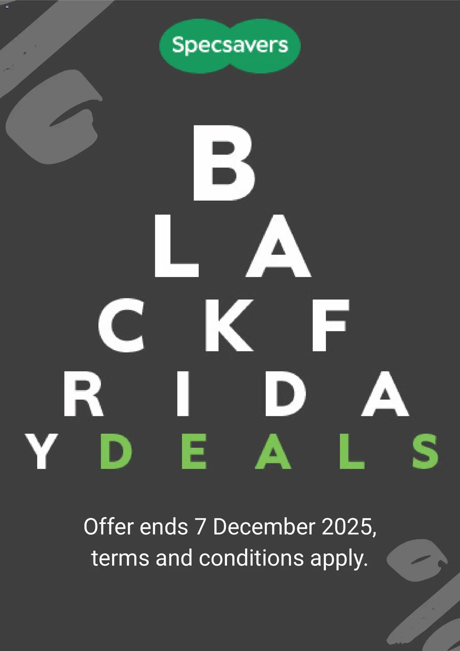 Specsavers - Black Friday notice - page 1- valid from 04/11/2025