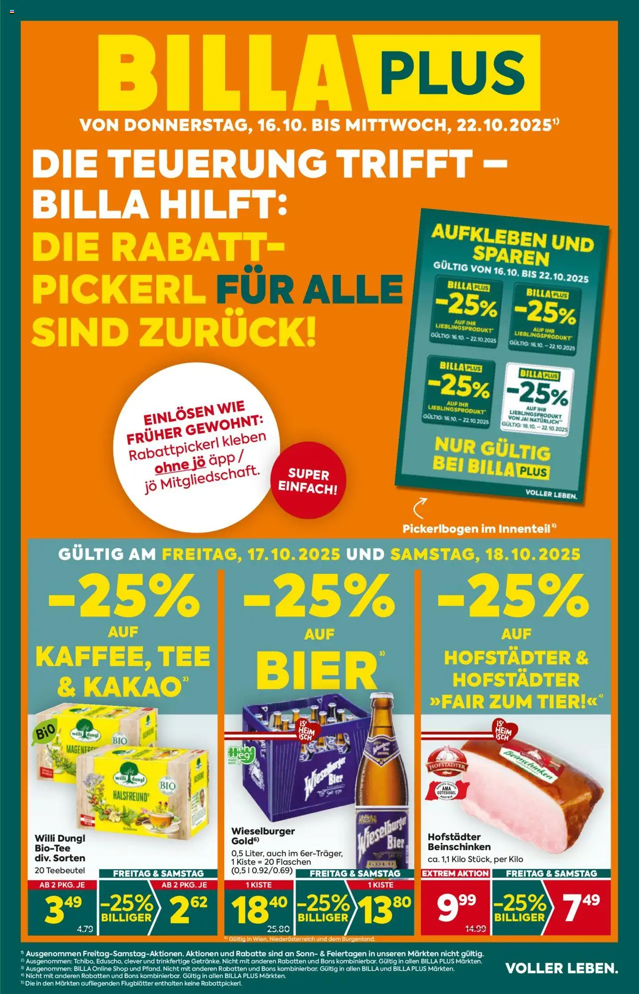 Billa Plus Flugblatt - Seite 1- gültig ab 16.10.2025