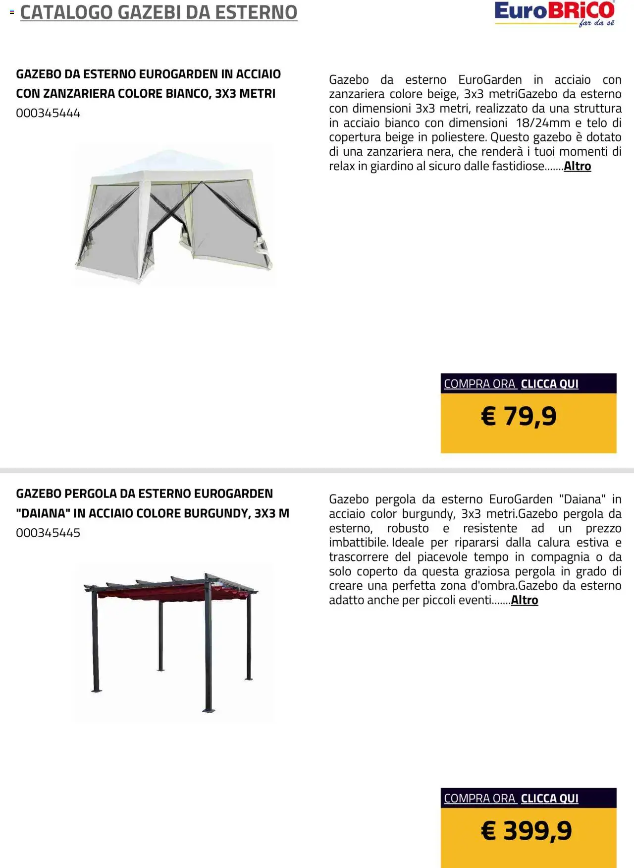 Eurobrico Gazebi da esterno catalogo - pagina 4 - valido dal 23/07/2025