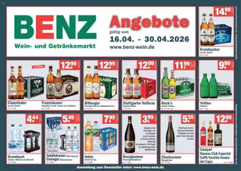 Vorschau Benz Getränke Prospekt 	 gültig ab 16.04.2026