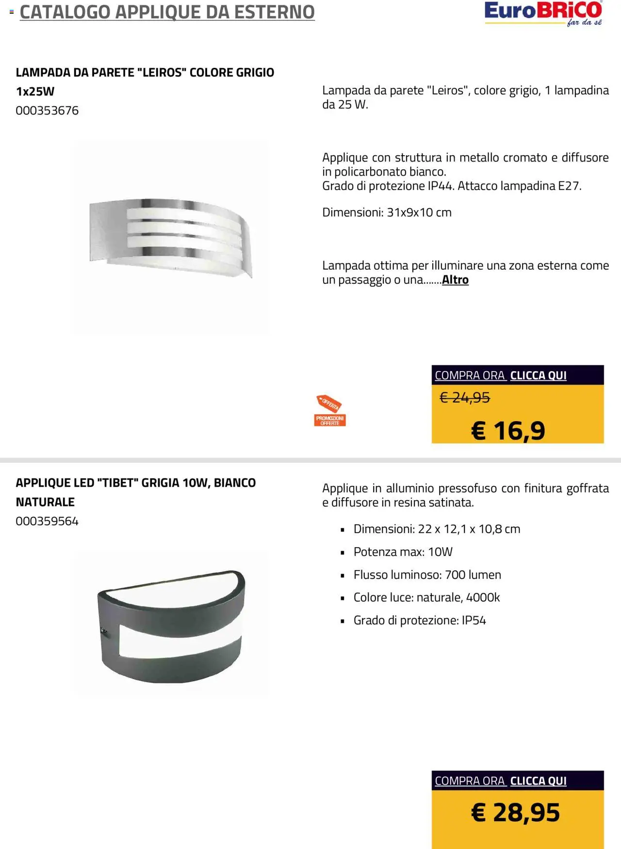 Eurobrico Applique da Esterno catalogo - pagina 14 - valido dal 23/07/2025