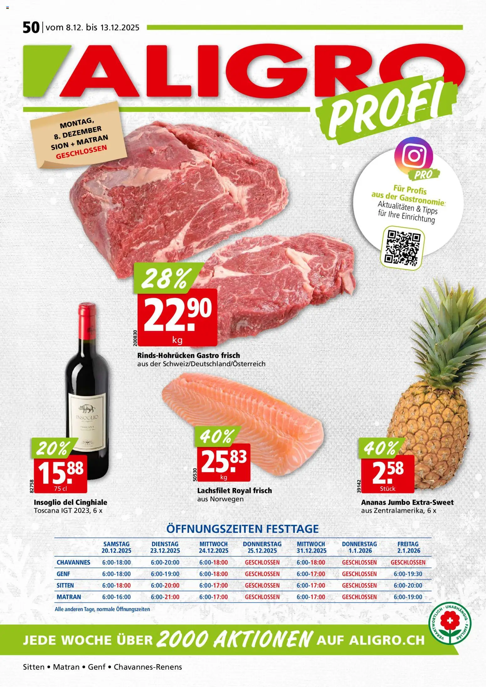 Aligro Aktionen Chavannes, Matran, Genf, Sitten - Seite 1- gültig ab 08.12.2025