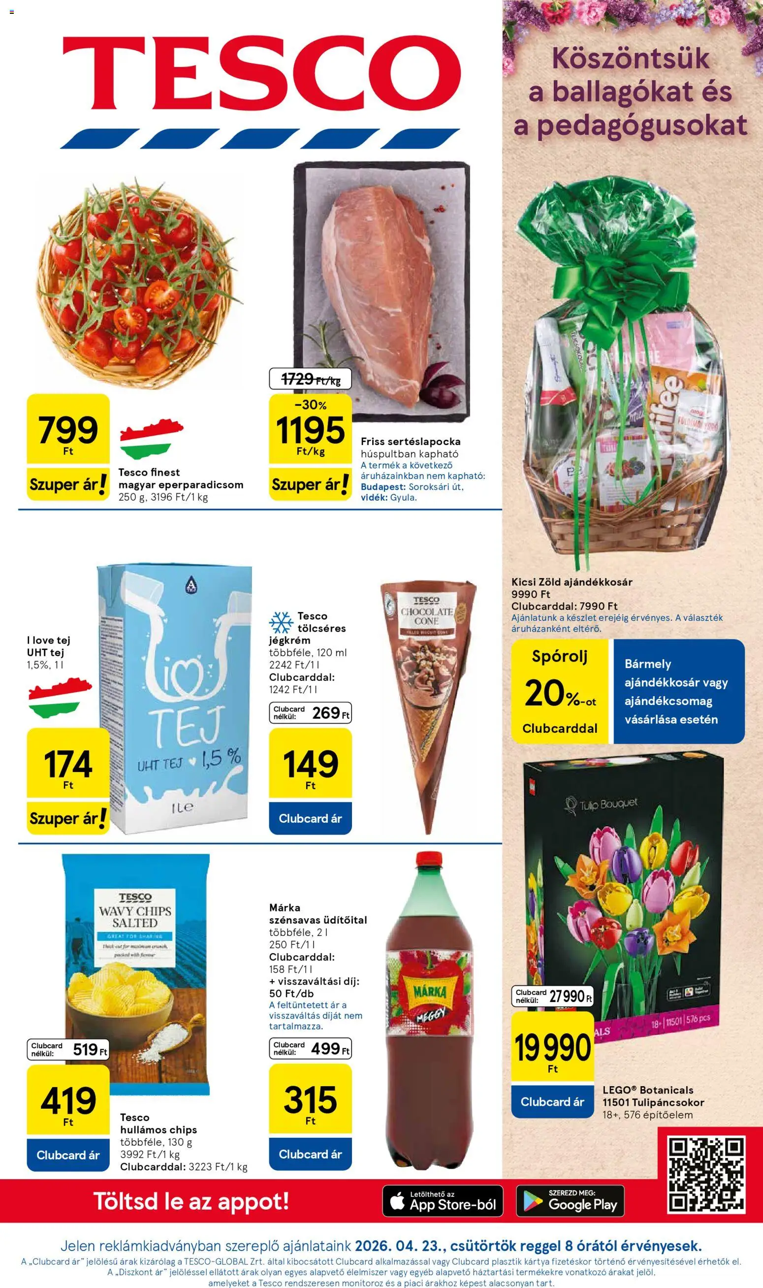 Tesco aktuális akciós újság - 1oldal - érvényes 2026.04.23.-tól