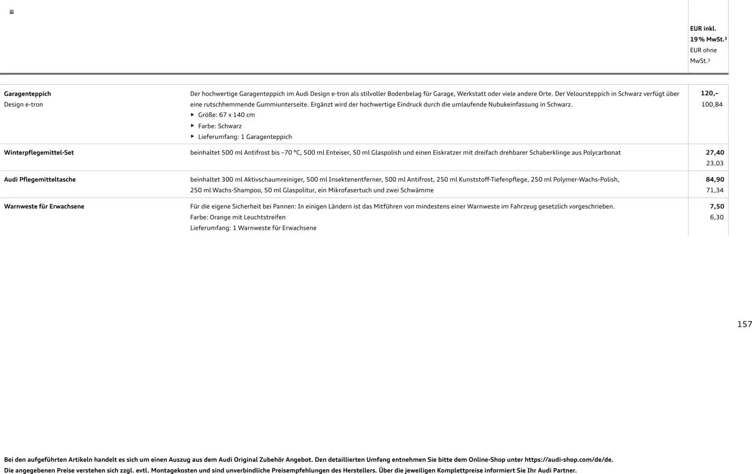 Audi  A6 e-tron - Seite 157 - gültig ab 01.10.2025