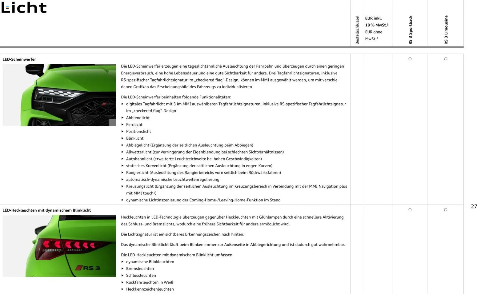 Audi RS 3 Sportback / RS 3 Limousine - Seite 27 - gültig ab 28.10.2025