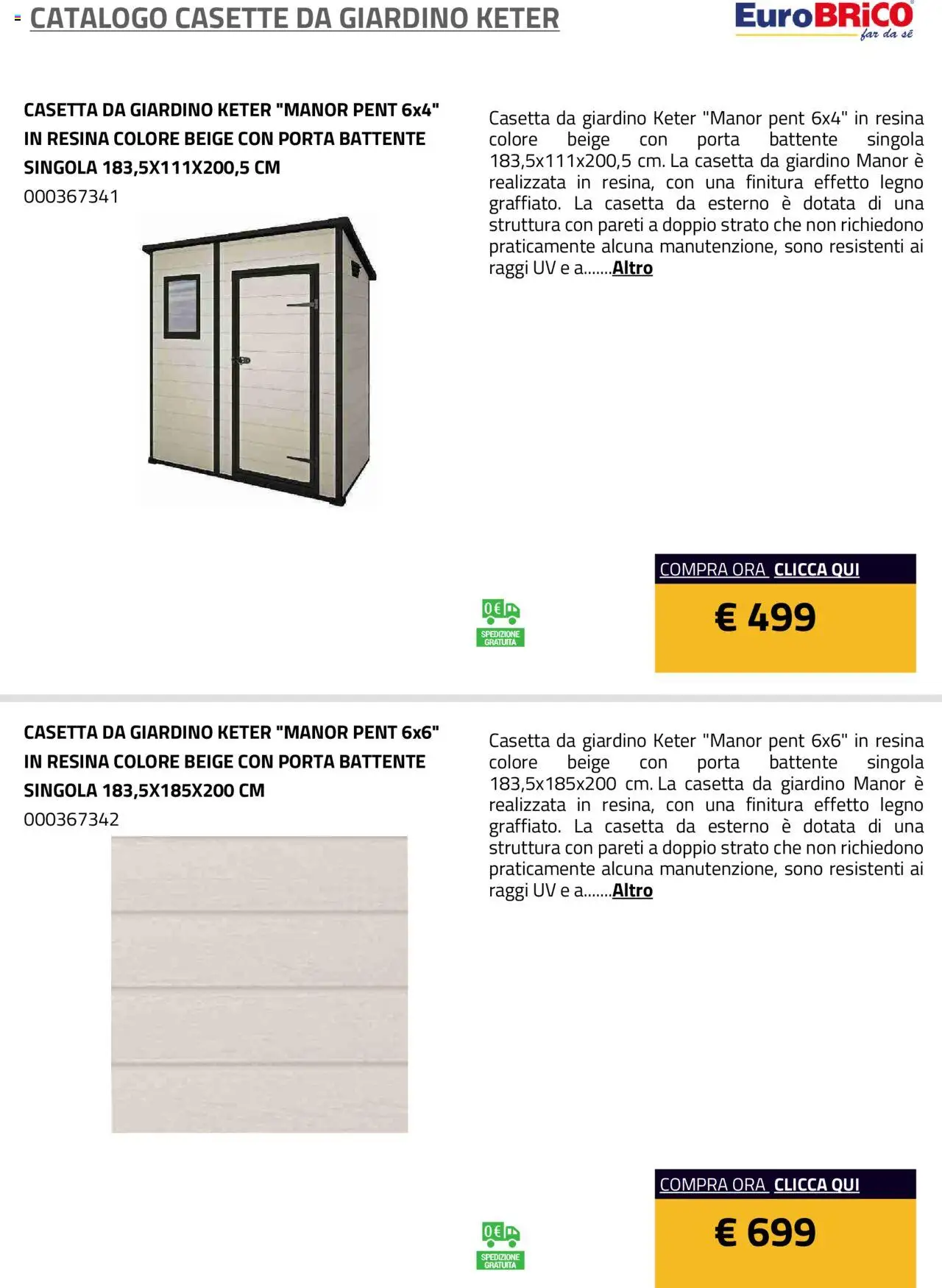 Eurobrico Casette da Giardino Keter catalogo - pagina 11 - valido dal 23/07/2025