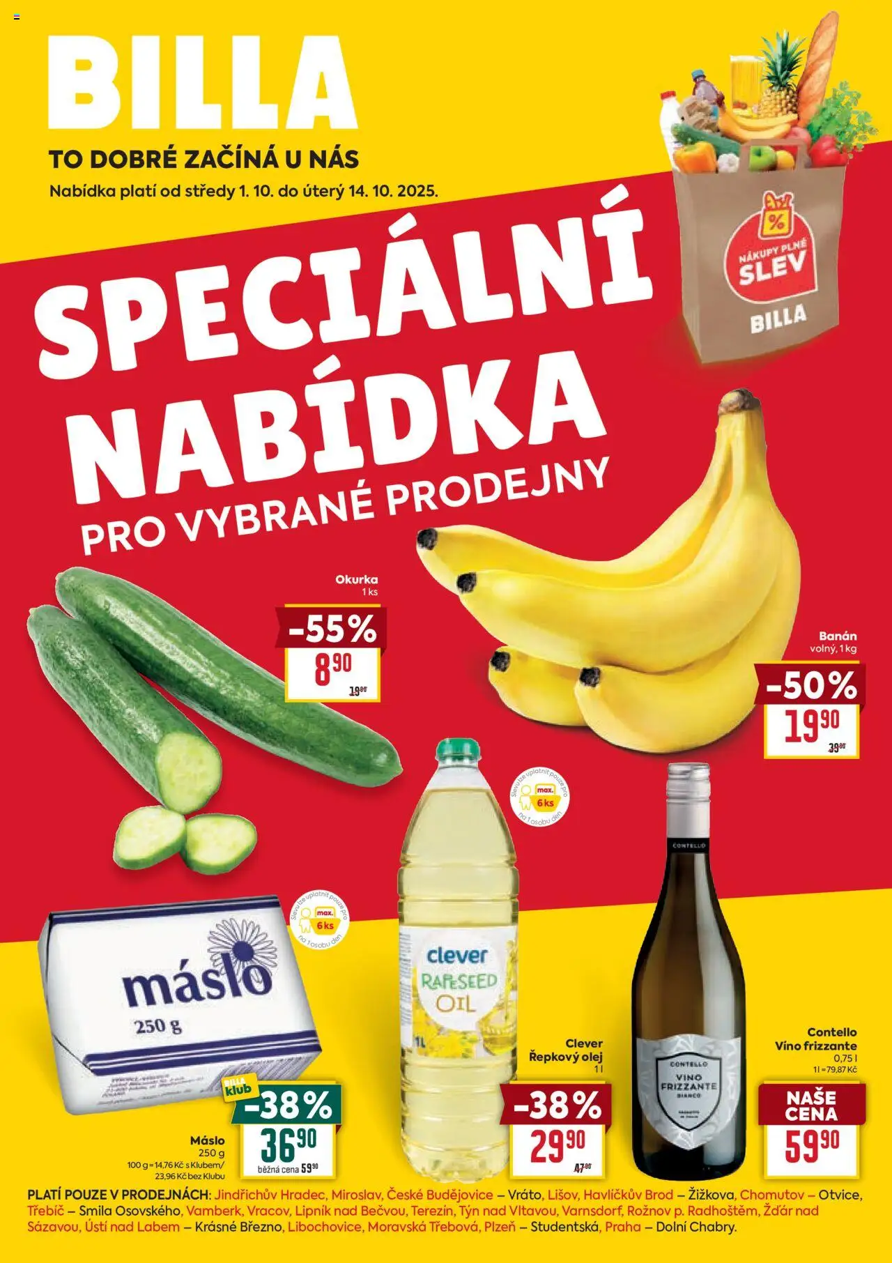 Billa leták - Speciální nabídka: vybrané prodejny - strana 1- platný od 01.10.2025