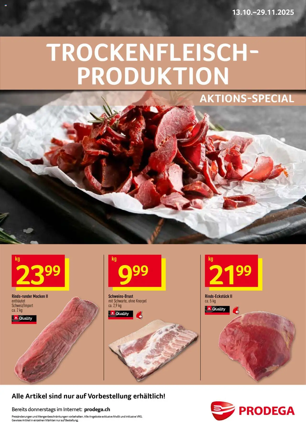 Prodega Aktionen Trockenfleisch-Produktion - Seite 1- gültig ab 13.10.2025