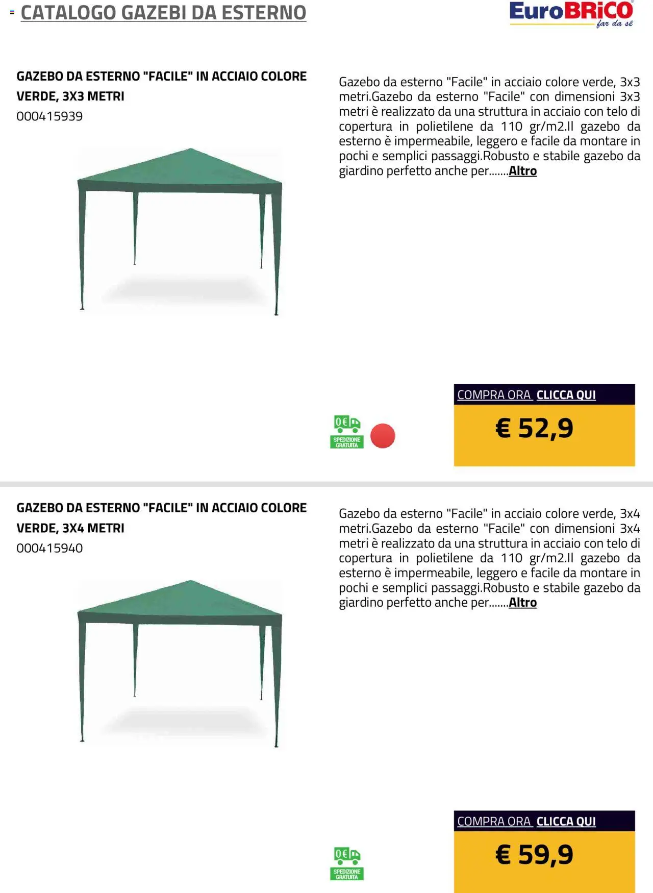 Eurobrico Gazebi da esterno catalogo - pagina 15 - valido dal 23/07/2025