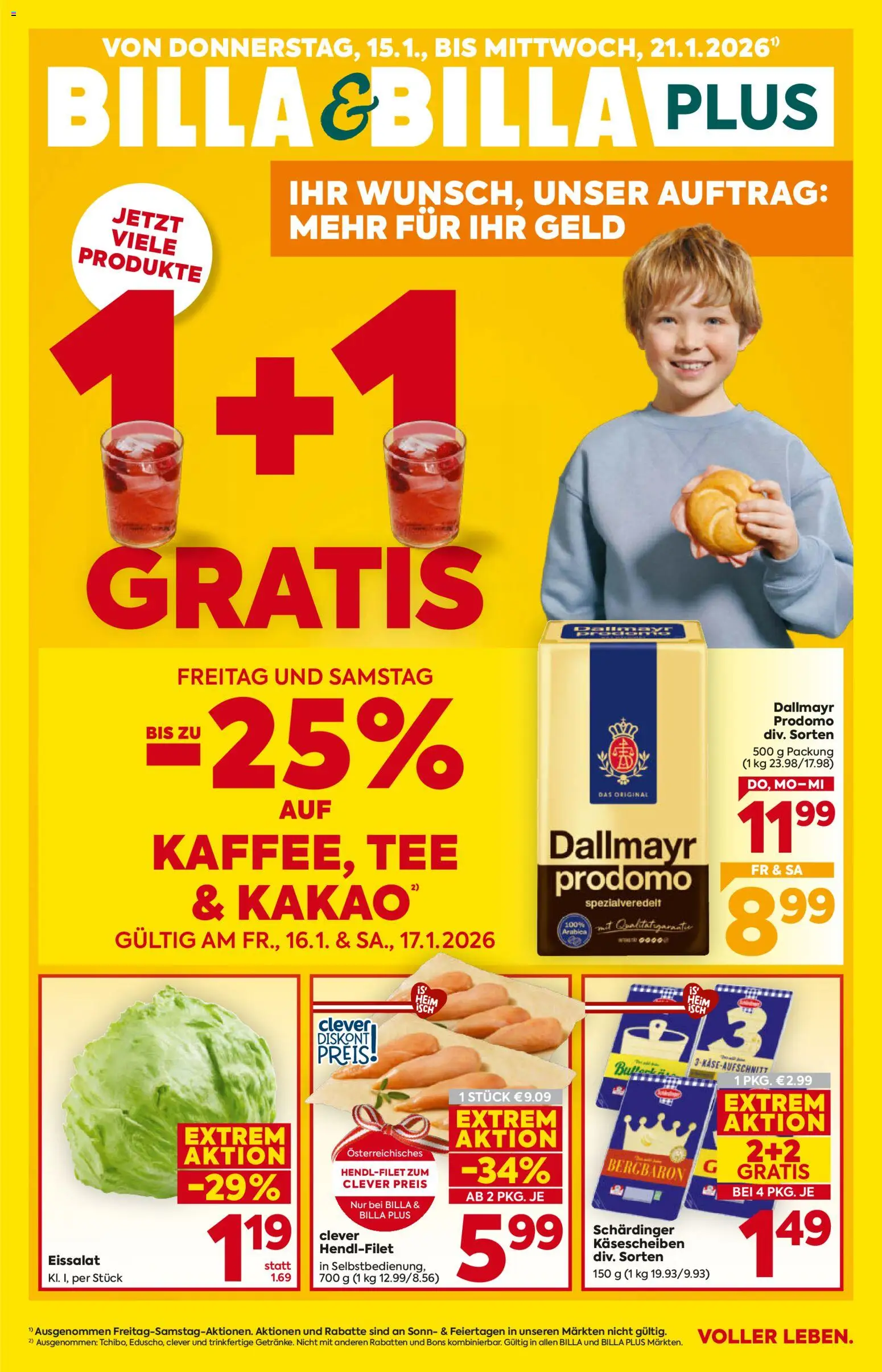 Billa Flugblatt - Burgenland - Seite 1- gültig ab 15.01.2026