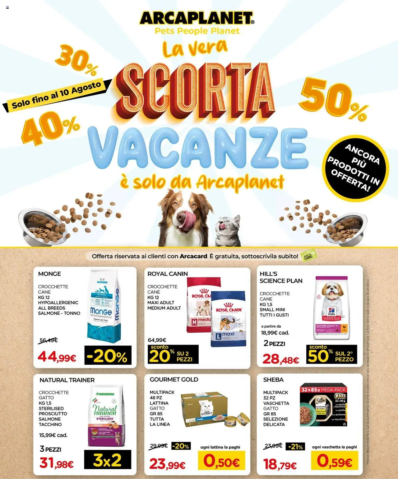 Volantino Arcaplanet	 - pagina 1 - valido dal 01/08/2025