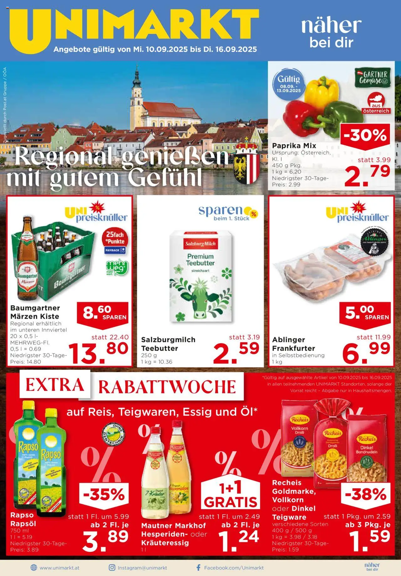 Unimarkt Flugblatt - Seite 1- gültig ab 10.09.2025