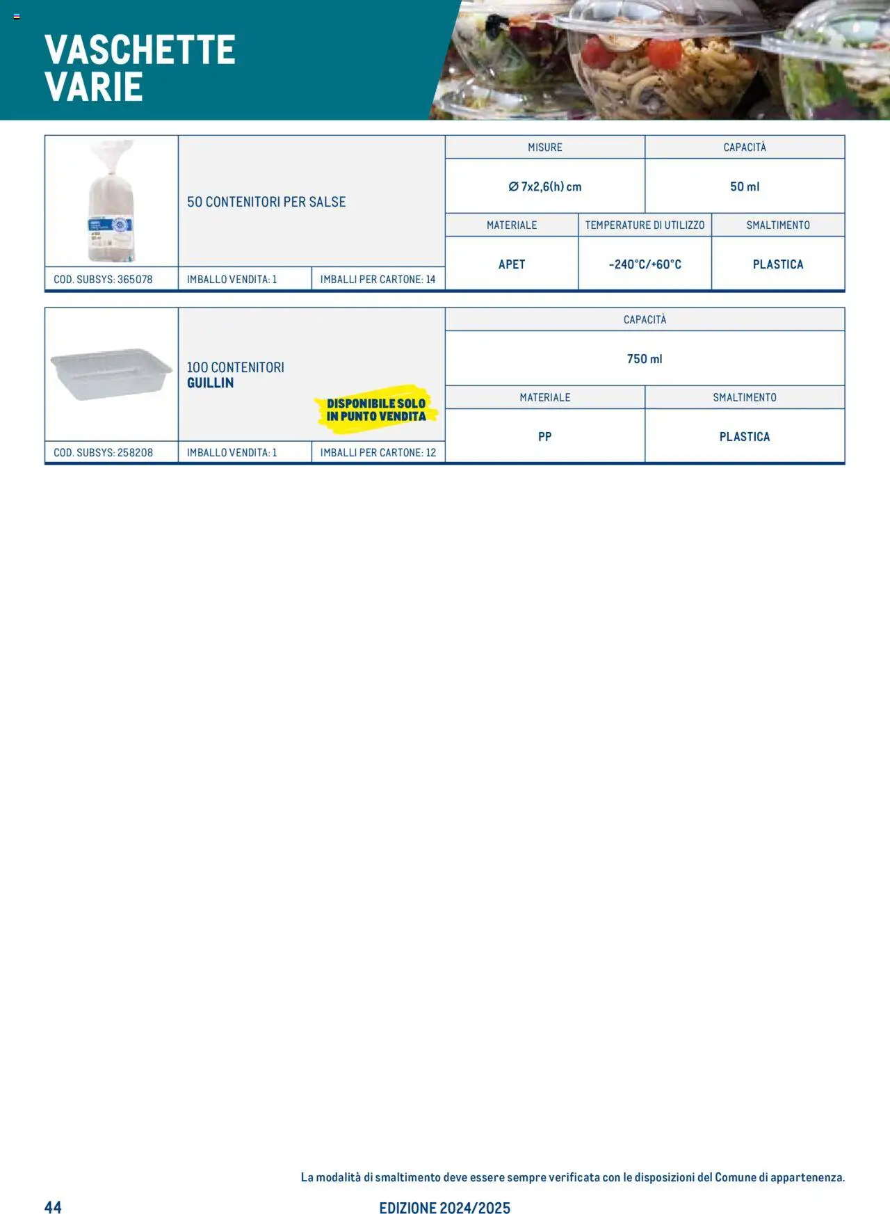 Catalogo Take Away e Monouso 2024 Metro	 - pagina 44 - valido dal 22/07/2024