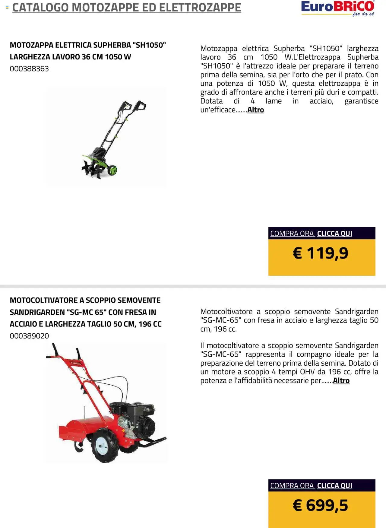 Eurobrico Motozappe ed Elettrozappe catalogo - pagina 3 - valido dal 23/07/2025