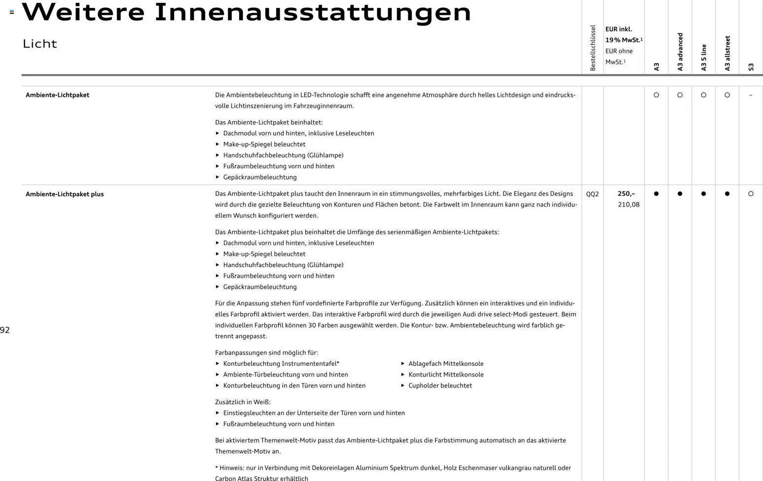 Audi A3 - Seite 92 - gültig ab 28.10.2025