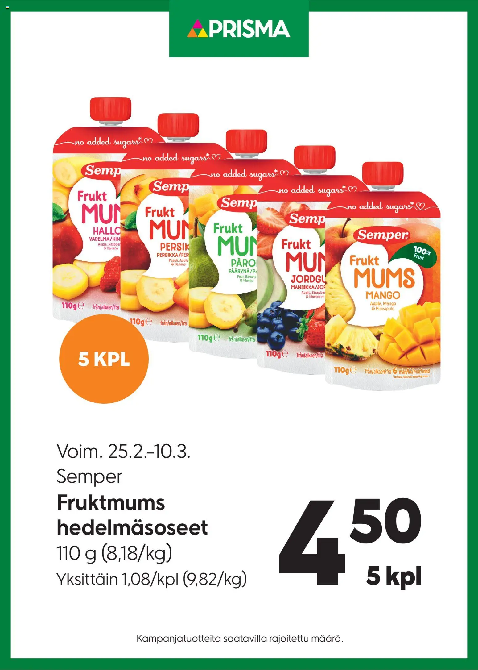 Prisma tarjoukset Semper hedelmäsoseet - sivu 1- voimassa alkaen 25/02/2026