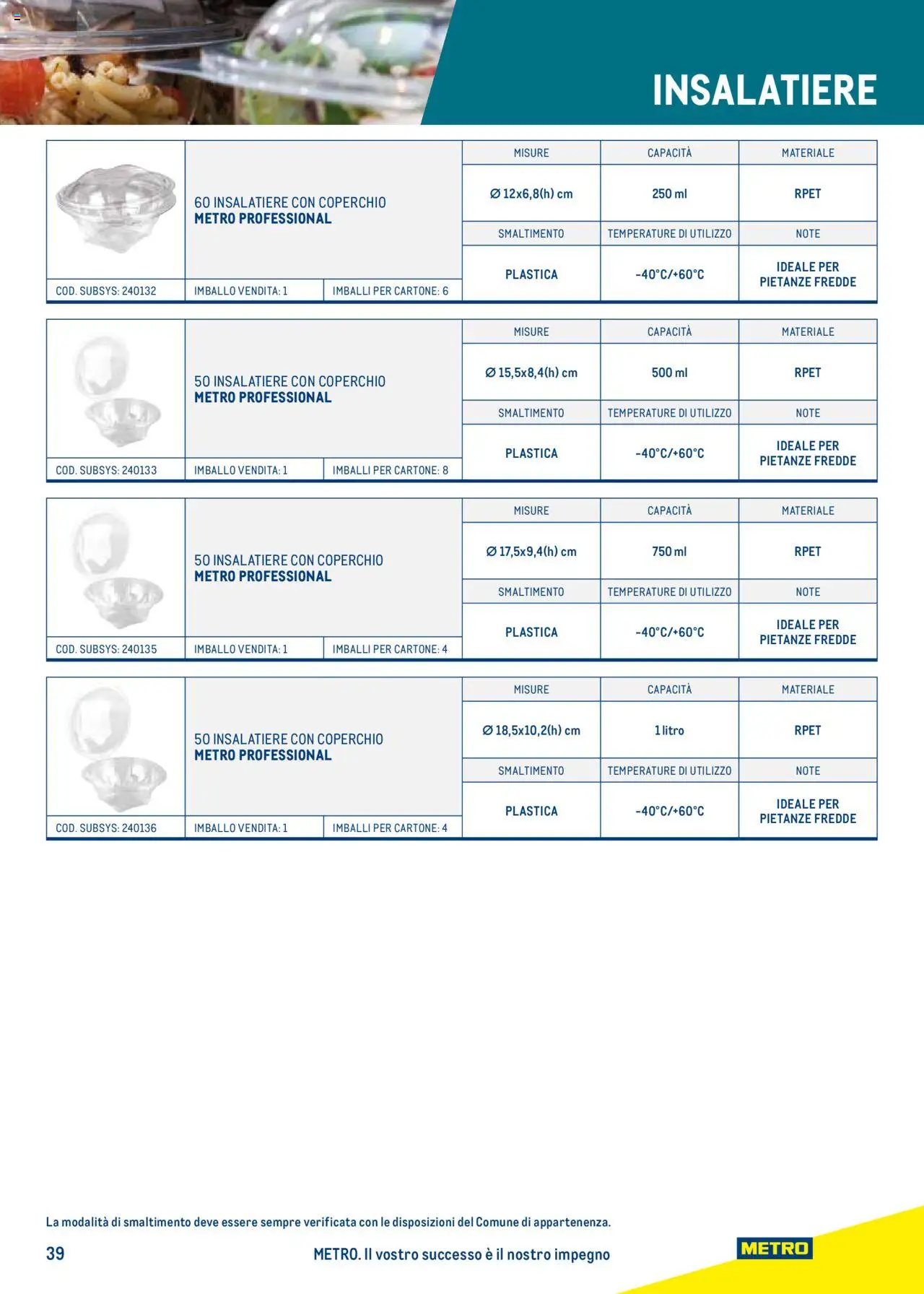 Catalogo Take Away e Monouso 2024 Metro	 - pagina 39 - valido dal 22/07/2024