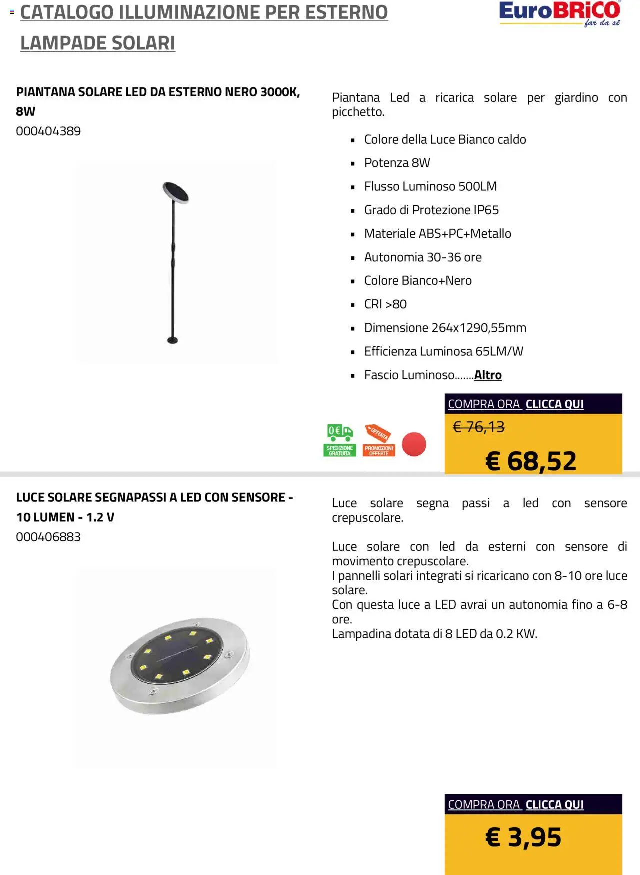 Eurobrico Illuminazione da esterno Lampade Solari catalogo - pagina 19 - valido dal 23/07/2025