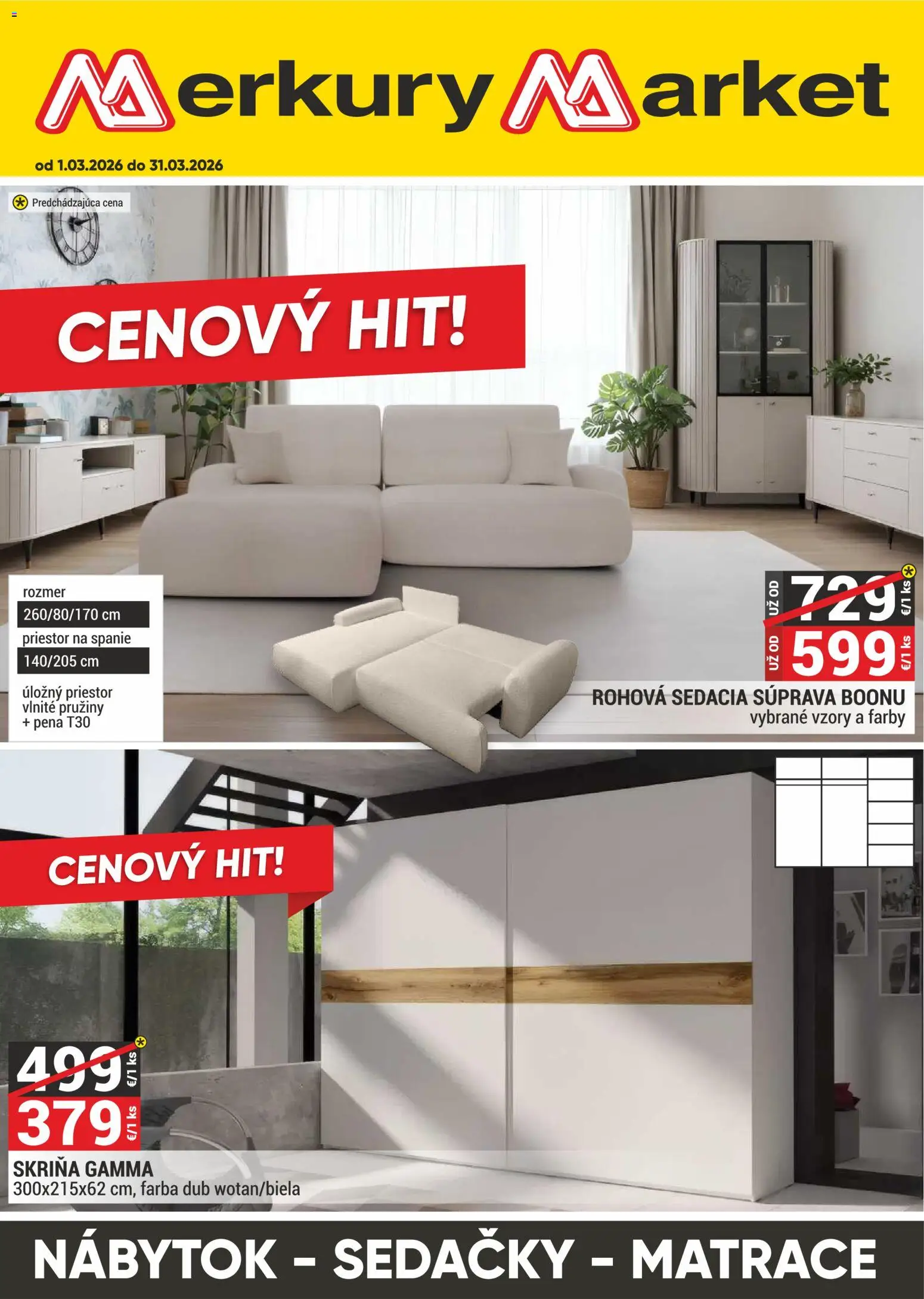 Merkury Market nábytok, sedačky, matrace - strana 1- platný od 01.03.2026