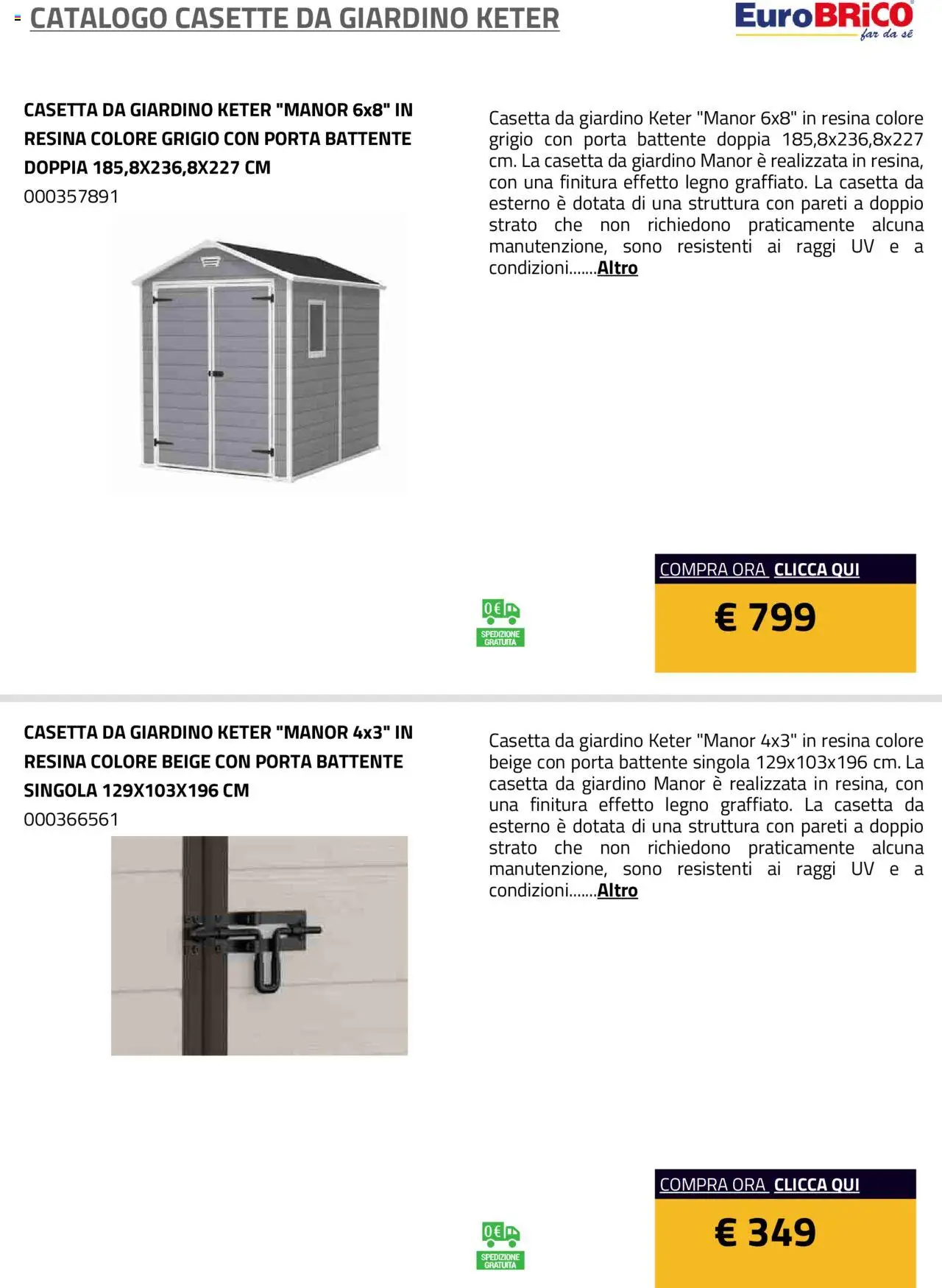 Eurobrico Casette da Giardino Keter catalogo - pagina 9 - valido dal 23/07/2025