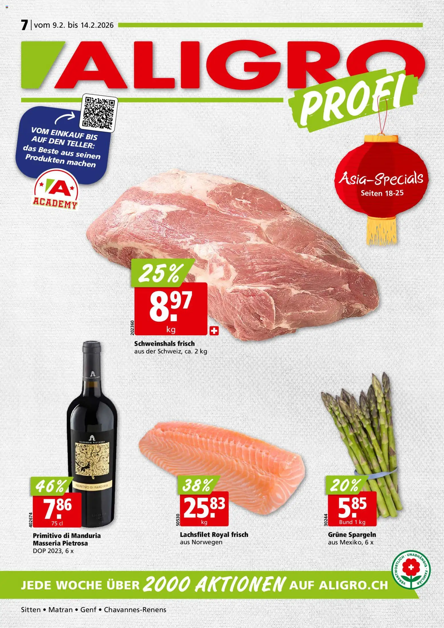 Aligro Aktionen Chavannes, Matran, Genf, Sitten - Seite 1- gültig ab 09.02.2026