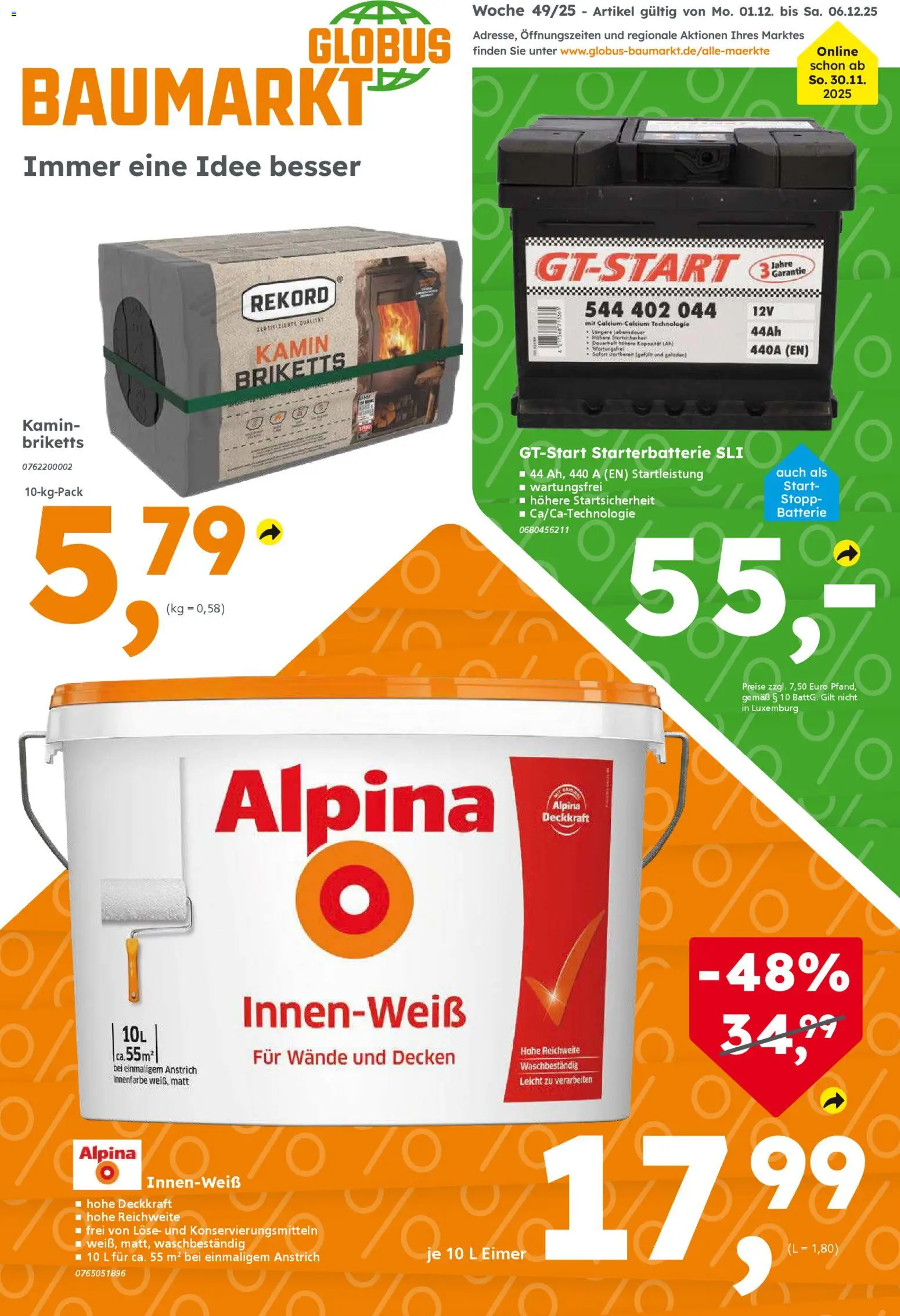 Globus Baumarkt Prospekt 	 - Seite 1 - gültig ab 01.12.2025