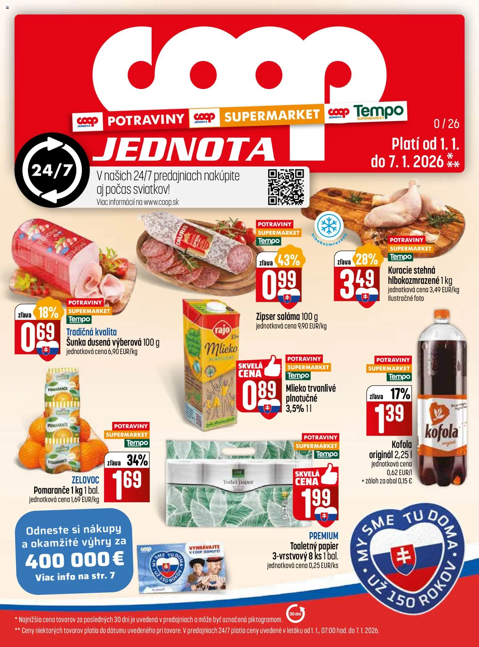 COOP Jednota leták - strana 1- platný od 01.01.2026