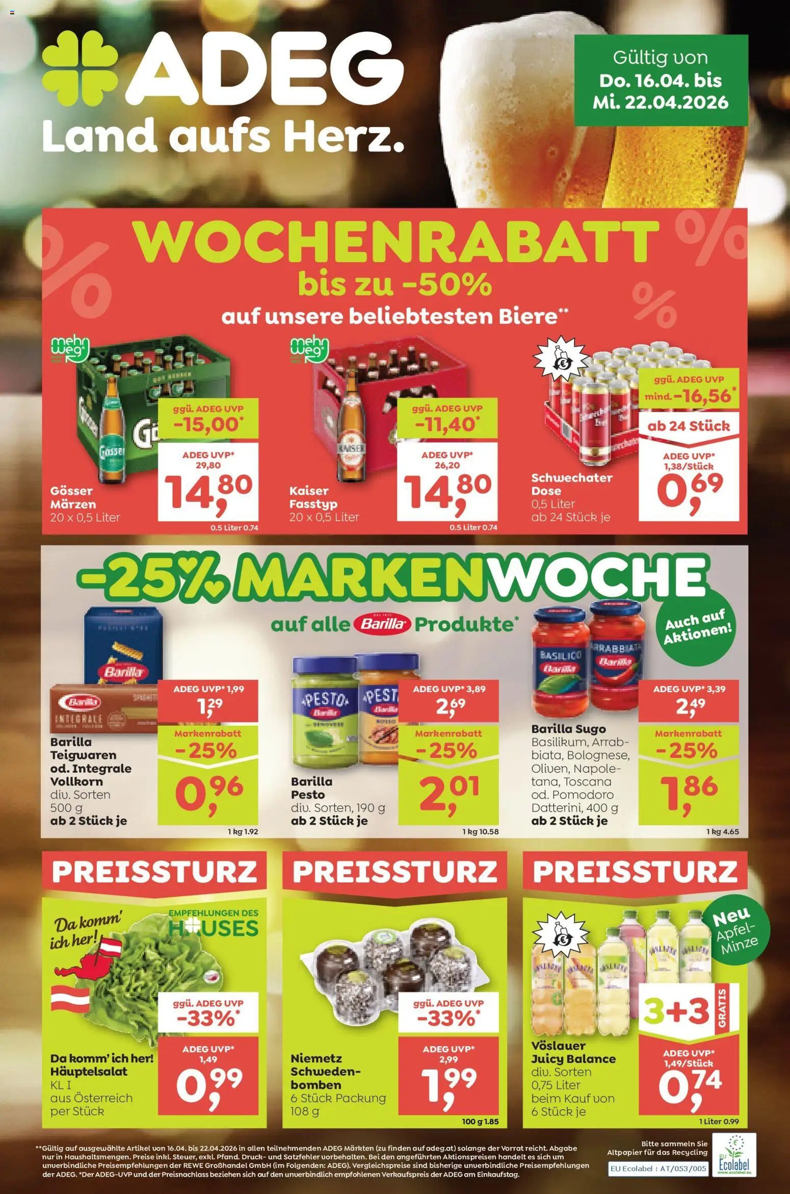 ADEG Flugblatt - Seite 1- gültig ab 16.04.2026