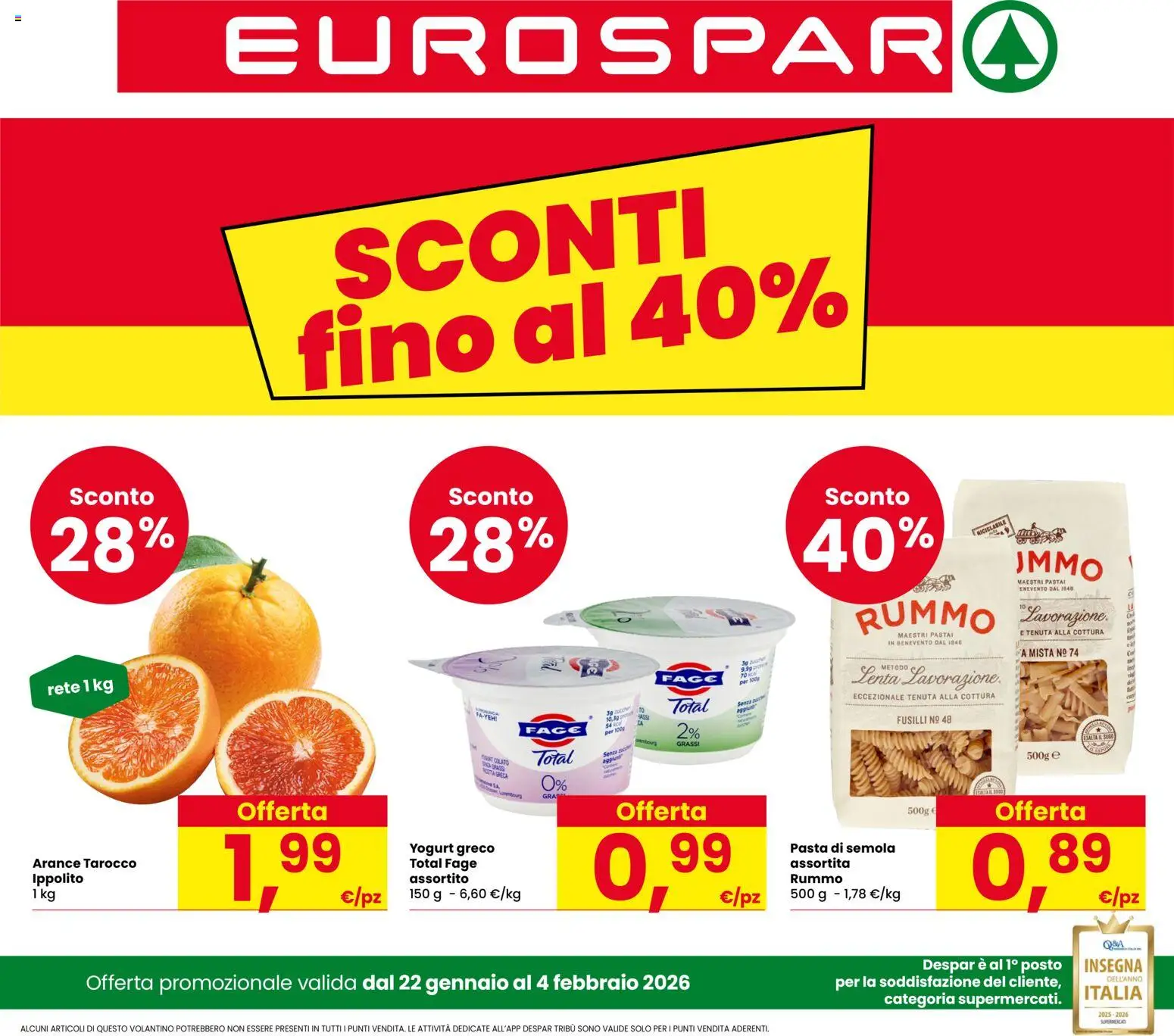Volantino Eurospar	 - pagina 1 - valido dal 22/01/2026
